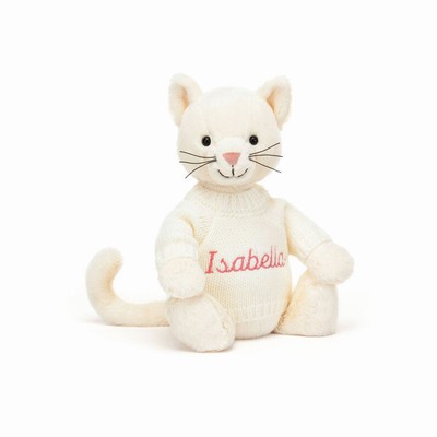 Jellycat Bashful Cream Kitten with Cream Jumper New Zealand | VJRWQ6530